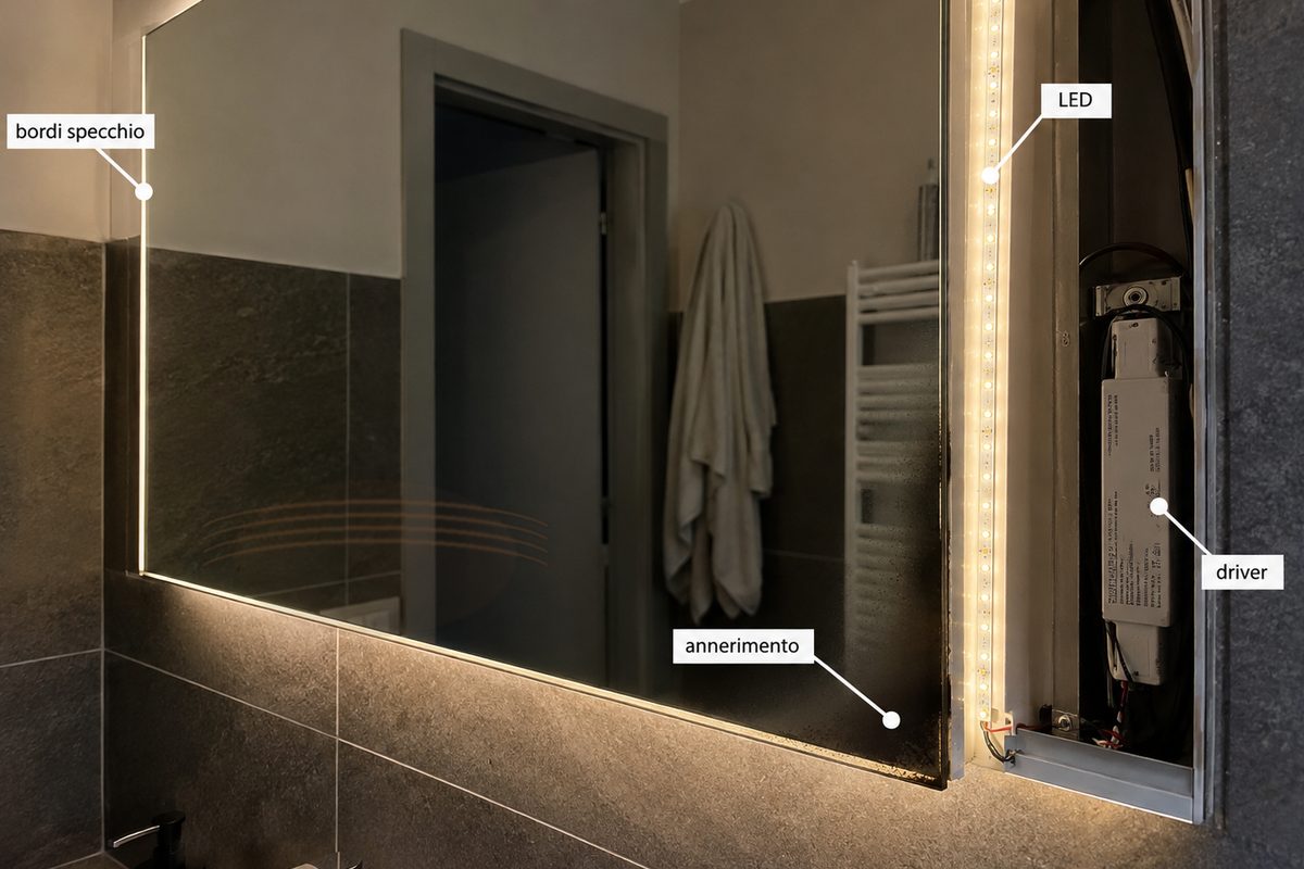 Foto illustrativa con difetto: Specchio che annerisce ai bordi